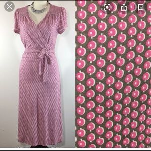 Boden Pink Apple Gray Cap Sleeve dress